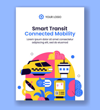 Vertical Poster Social Media Futuristic Transportation System Flat Cartoon Hand Drawnのイラスト素材