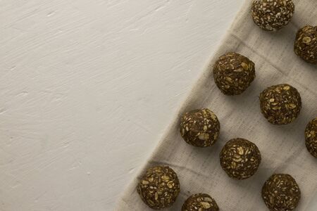 Oat, seed and nut energy ballsの写真素材