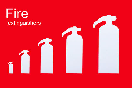 symbol of fire extinguishers on the wallの写真素材