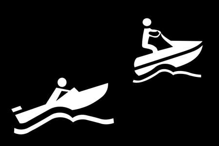 illustraion from an boat and jetski whit waveの写真素材