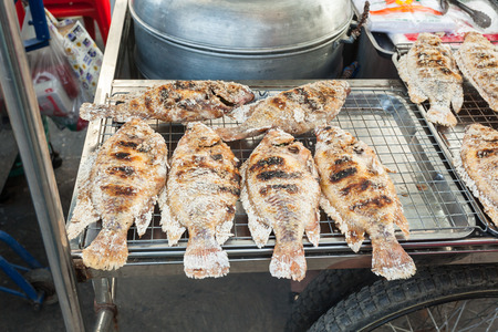 at the market in Thailand  there is pastry fishの写真素材
