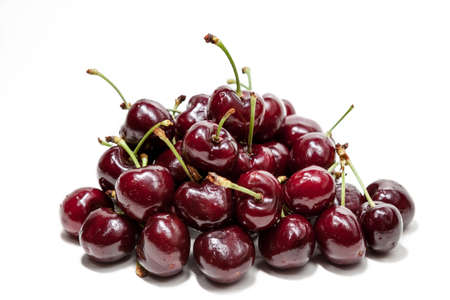 a lot of cherries whit white blackgroundの写真素材