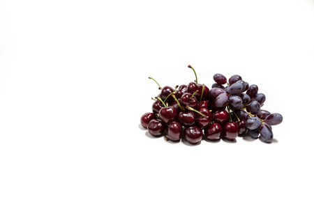 on white whit cherries and grapes  lei downの写真素材