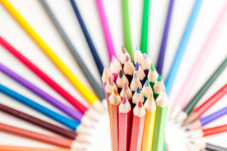 color pencils on white ,whit different colorsの写真素材