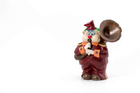 red funny music man on white backgroundの写真素材