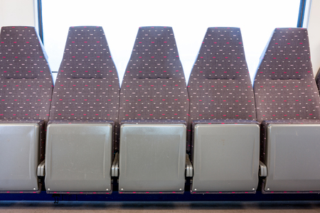 in the train you have blue seatsの写真素材