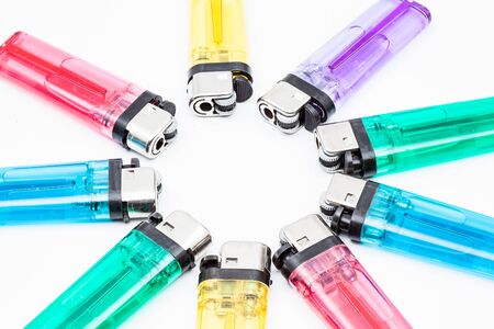 an set of lighters in different colorsの写真素材