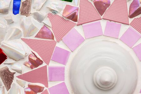 on this wall there are small pieces of tilesの写真素材