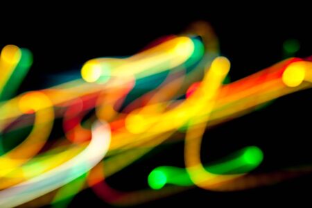 light-colored lines in the dark at nightの写真素材