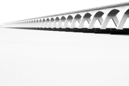 the longest bridge in the Netherlands over the seaの写真素材