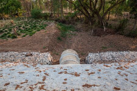 dry mouth sewer pipe in the field