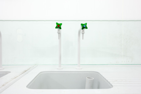 in an laboratory is an laboratory sink with faucets