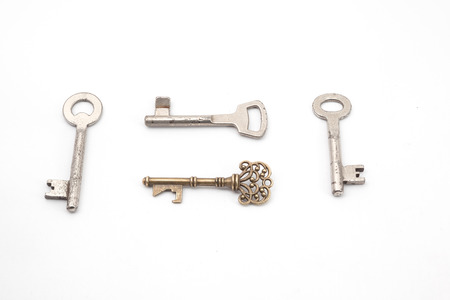 an old keys for an keyboard lockの写真素材