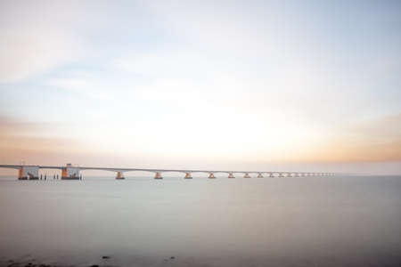 This bridge is the longest bridge in the Netherlands over the seaの写真素材