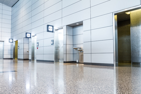 In an public building are womans toilets whit black doorsのeditorial素材