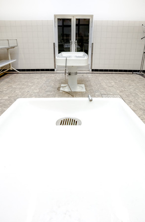 Autopsy antique tables in the morgue in clinicのeditorial素材