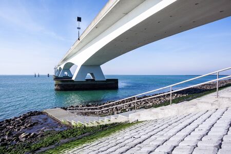 This bridge is the longest bridge in the Netherlands over the seaの写真素材