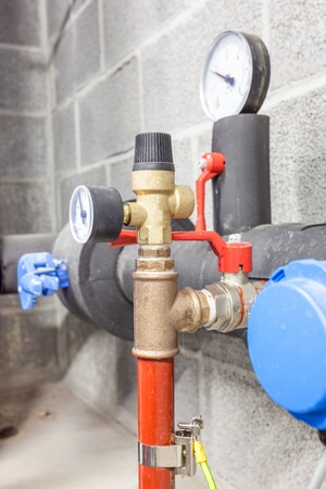 in the technical area, there are boosters for the water pipes of the buildingの写真素材