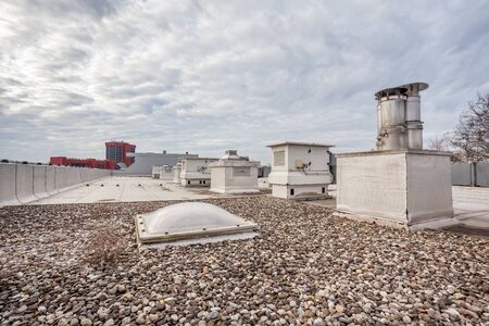 Plastic Dome on a flat roof of an industrial buildingの写真素材