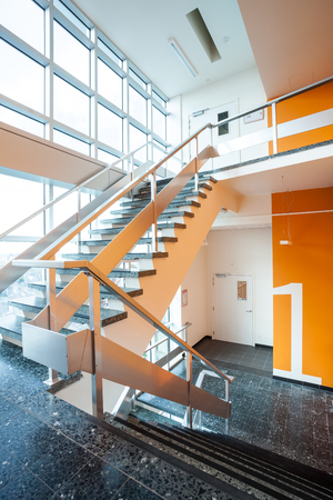 in an old building is located this beautiful staircaseの写真素材