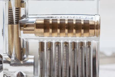 You see it inside work through a clear padlock with key