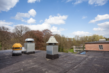 on an flat roof there cooling air conditioningの写真素材