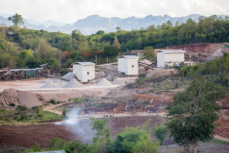 This concrete processing plant is located in the mountains of Thailandの写真素材