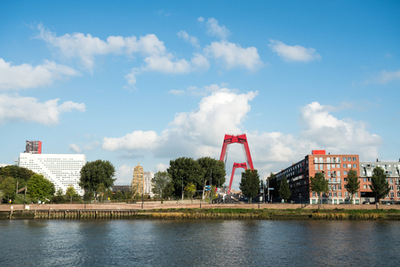 this beautiful willems bridge in the heart of Rotterdamの写真素材