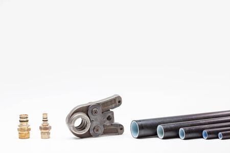switch or connection pieces for water pipes as well as potable water and heatingの写真素材