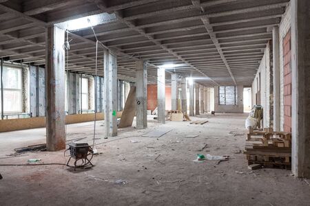 This area is being renovated in a large buildingの写真素材