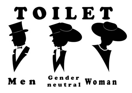 A sign for the toilet, both male and female as Genderのイラスト素材