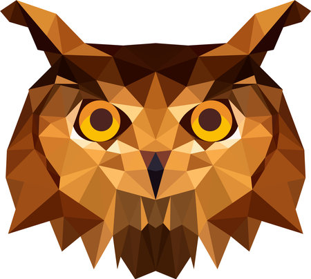 Owl head in triangle spots, so cute that everyone lovesのイラスト素材