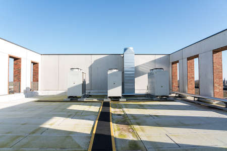 on an flat roof there cooling air conditioningの写真素材