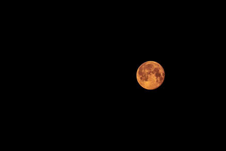 In the night a full blood moon risesの写真素材