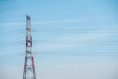 this high voltage electrical pole is located in the port areaの写真素材