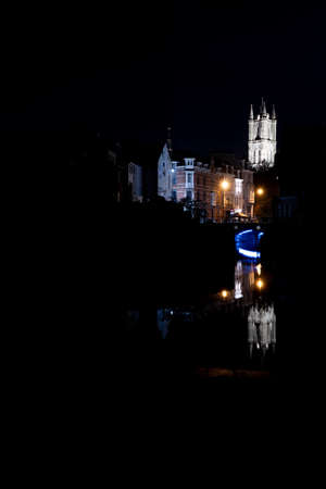 Belfry of Ghent during the early morning on a Saturdayの写真素材