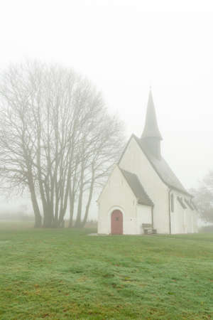 In East Flanders you have this beautiful Desert chapel van Gooik whit a lot off fogの写真素材