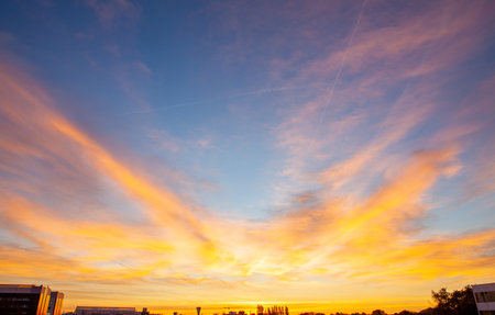 early in the morning is this beautiful sunrise on the industrial areaの写真素材
