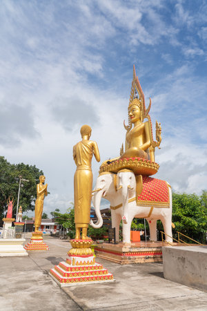On a sunny day at the Mai Sot temple in northern Thailand is a big Buddhaの写真素材