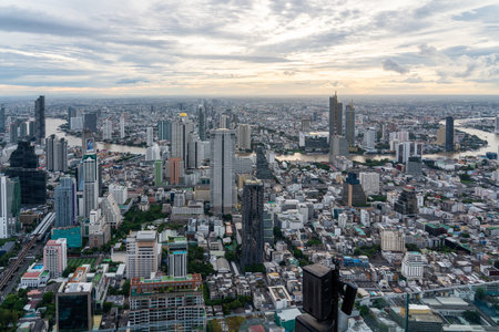 on a beautiful evening with a beautiful view of bangkokの写真素材