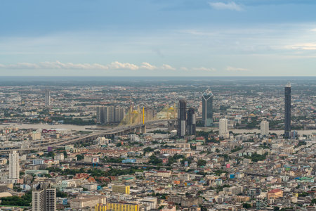 on a beautiful evening with a beautiful view of bangkokの写真素材