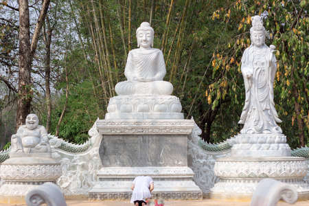 White Buddha statue and natureの写真素材
