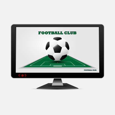LED TV with football on a gray background.のイラスト素材