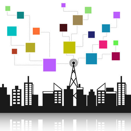 Vector the building black And Communicationsのイラスト素材