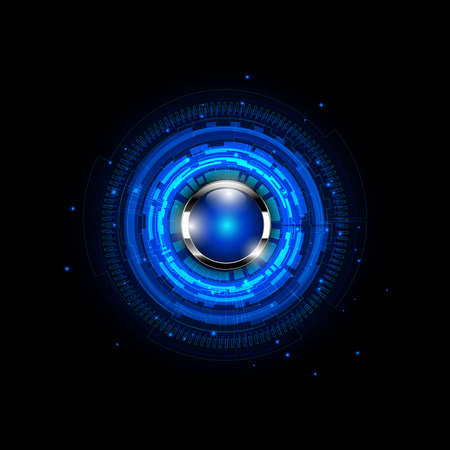 Technology blue button, vector illustration.のイラスト素材
