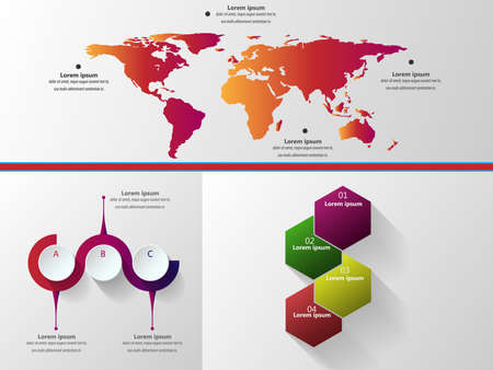 Vector set of design Infographics colorful on a gray background.のイラスト素材