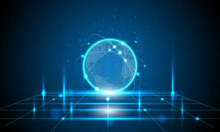 vector digital global technology concept, abstract background, illustrationのイラスト素材
