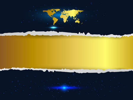 Seamless ripped paper and gold background with word map and star, vector, illustration.のイラスト素材