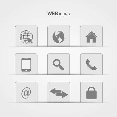 Vector web icons on gray background illustration.のイラスト素材