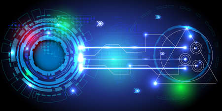 background abstract technology communication and Data transfer on world map, vector illustrationのイラスト素材